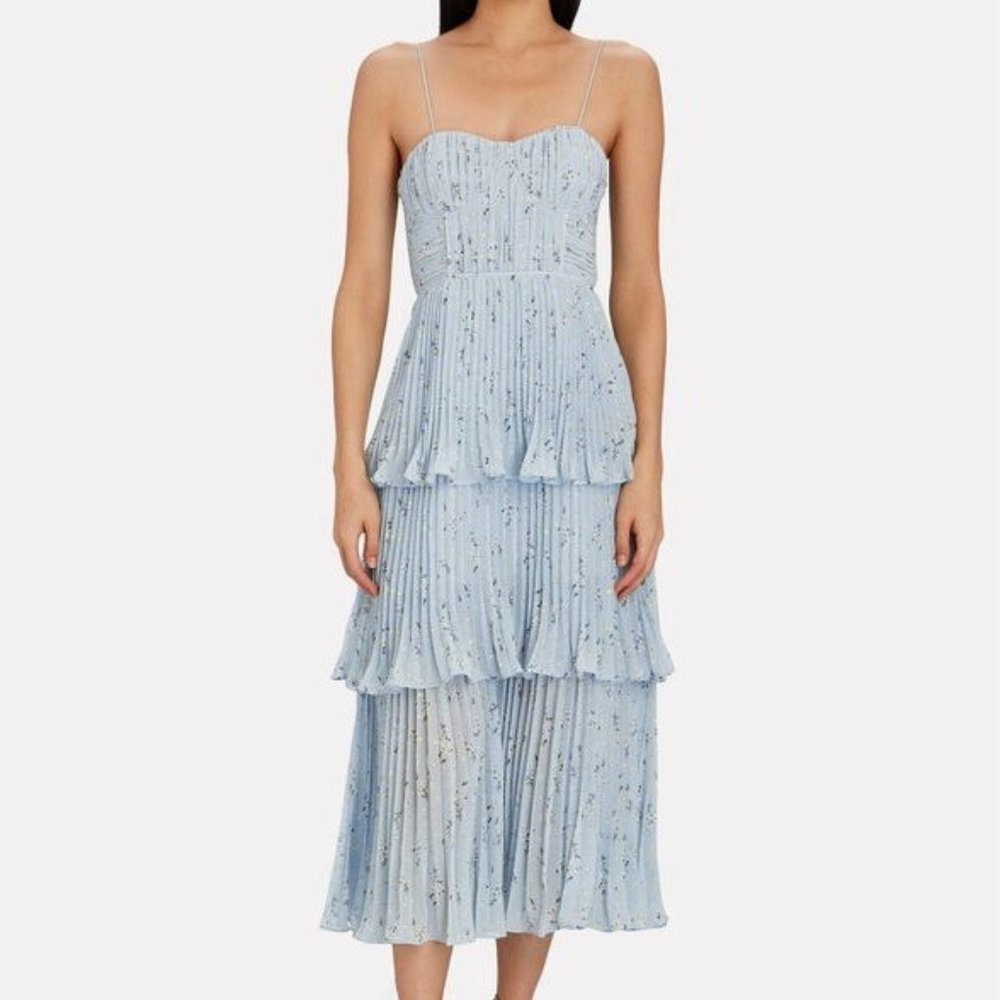 Self-Portrait Floral Chiffon Tiered Midi